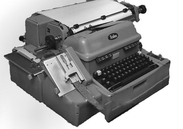 photograph of a paper tape driven manual typewriter