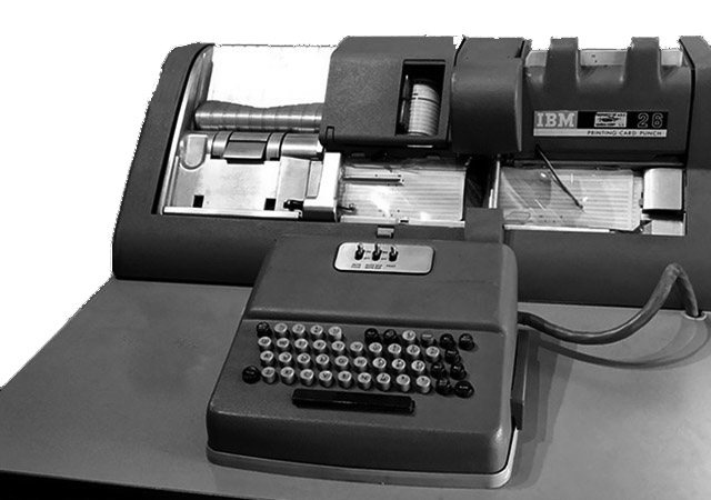 photograph of a manual card punch console with keyboard